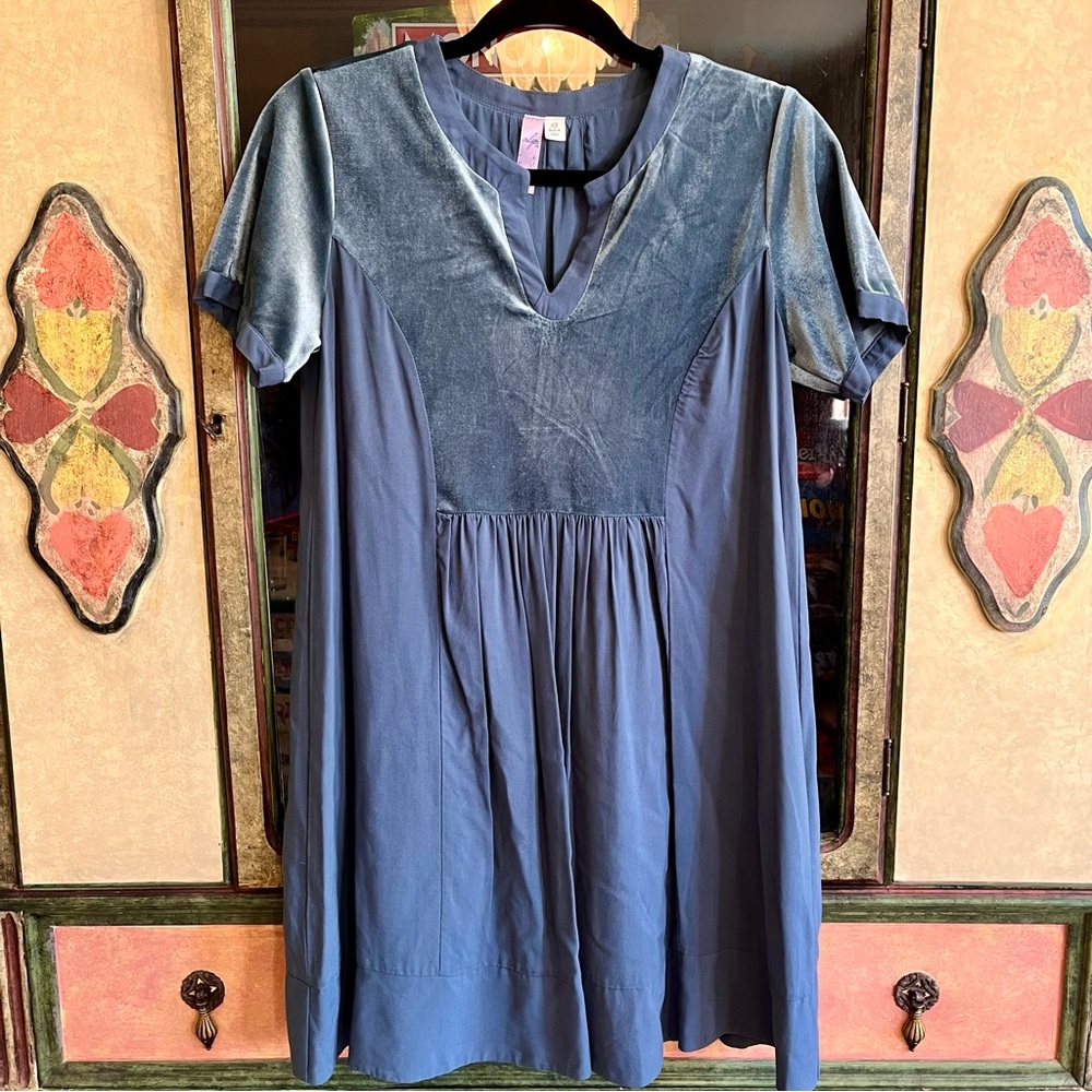Alya Teal Swing Dress with Velvet
